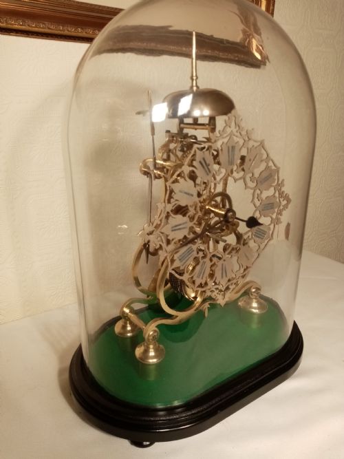 fig 1. Skeleton Clock with Original Glass Dome
