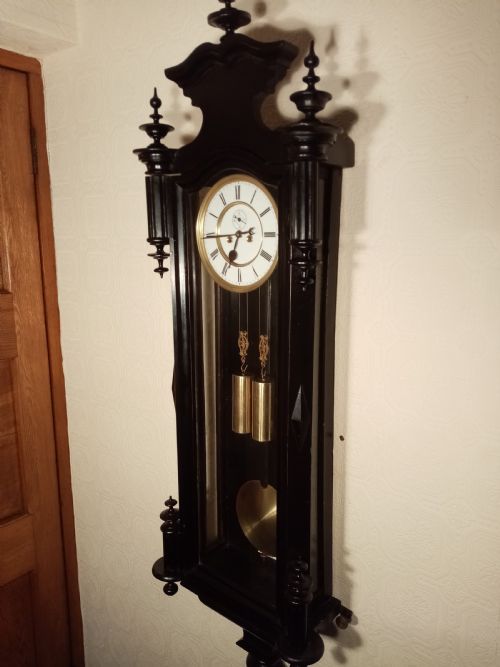 fig 1. Ebonised Double-weight Vienna Wall Clock by GEBRUDER RESCH.