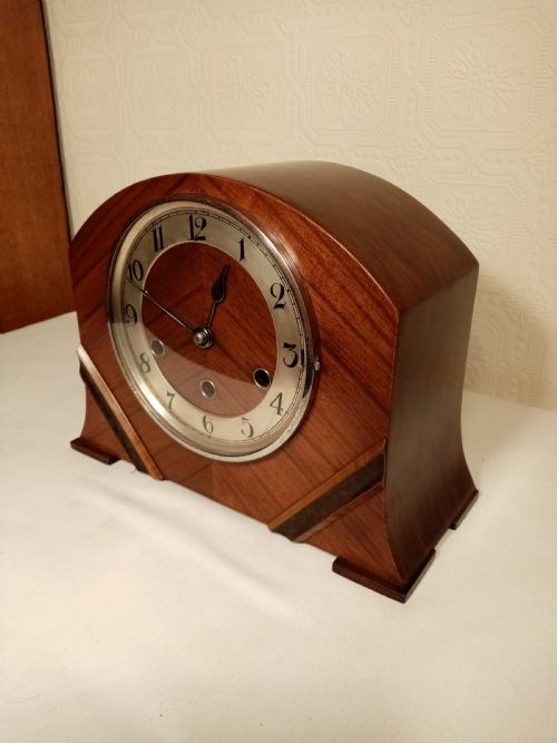 fig 1. Art-Deco Westminster-Chime Walnut Mantle Clock