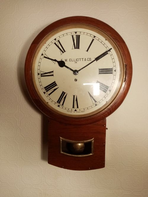 Elliott 14" Mahogany , Fusee Drop-dial  Wall Clock