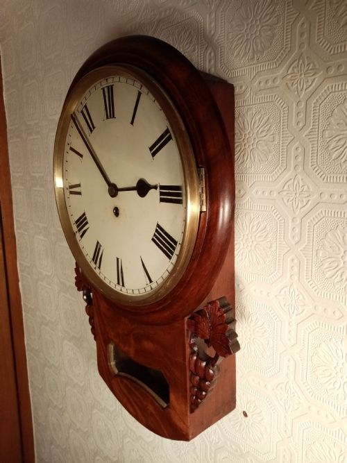 Mahogany Drop-dial Wall Clock.