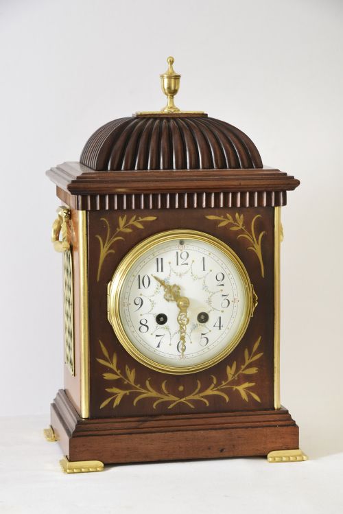 Brass Inlaid, Mahogany Bracket Clock