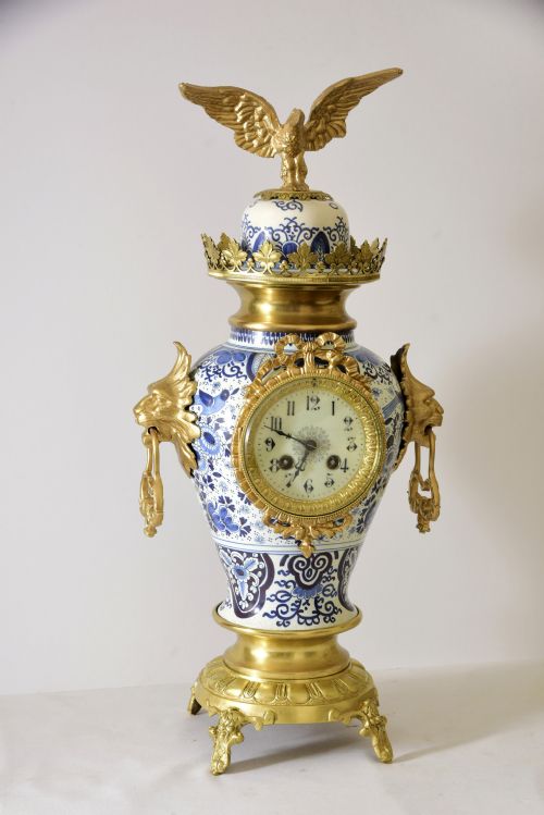 Delft-ware Vase or Urn, Table Clock