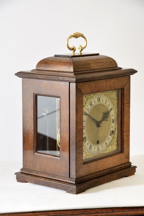 fig 1. WESTMINSTER CHIME, WALNUT MANTEL/BRACKET CLOCK.