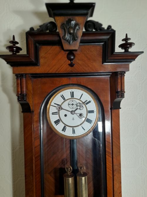 fig 1. Slimline Gustav Becker Double-weight Vienna Wall Clock