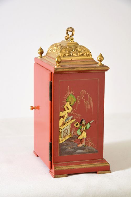 fig 1. Red Chinoiserie  Mantel Clock. ELLIOTT of LONDON