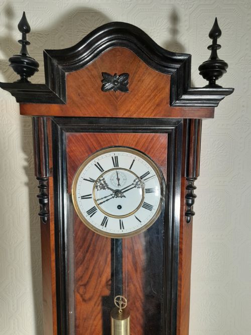 fig 1. Walnut & Ebonised Slim-line Vienna Wall Clock