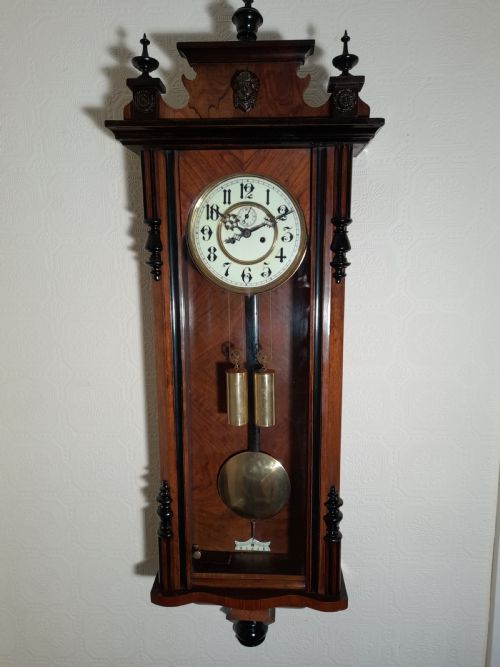 Slim-line, Walnut & Ebony, Double-weight Vienna Wall Clock