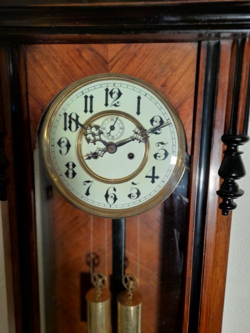fig 1. Slim-line, Walnut & Ebony, Double-weight Vienna Wall Clock