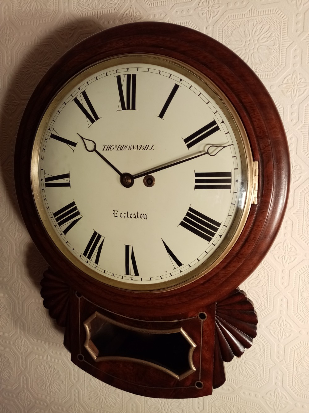 Superb Regency Dropdial Fusee Wallclock. Convex Dial.