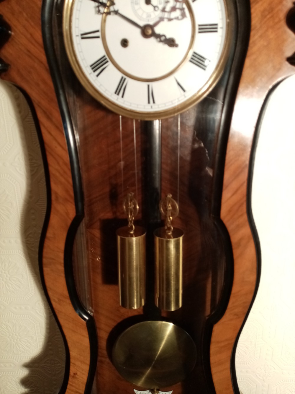 Walnut & Ebonised Serpentine Vienna Regulator Wall Clock View III