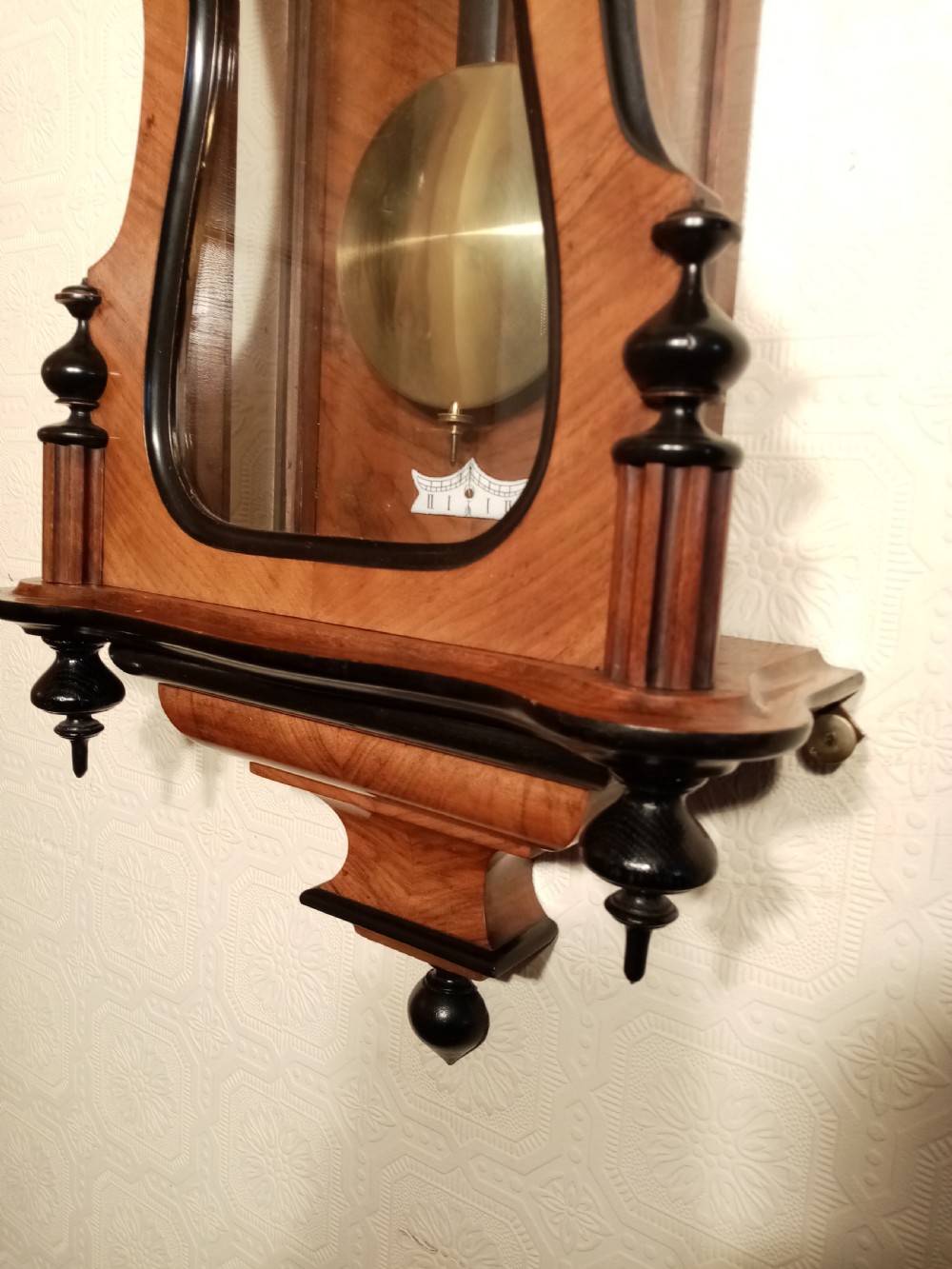 Walnut & Ebonised Serpentine Vienna Regulator Wall Clock View V