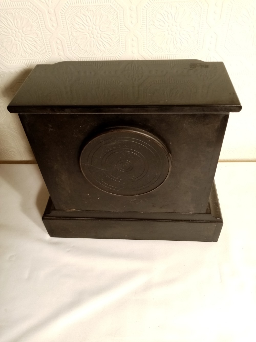 Black Slate Mantel Clock. Brocot Visible Escapement. View V