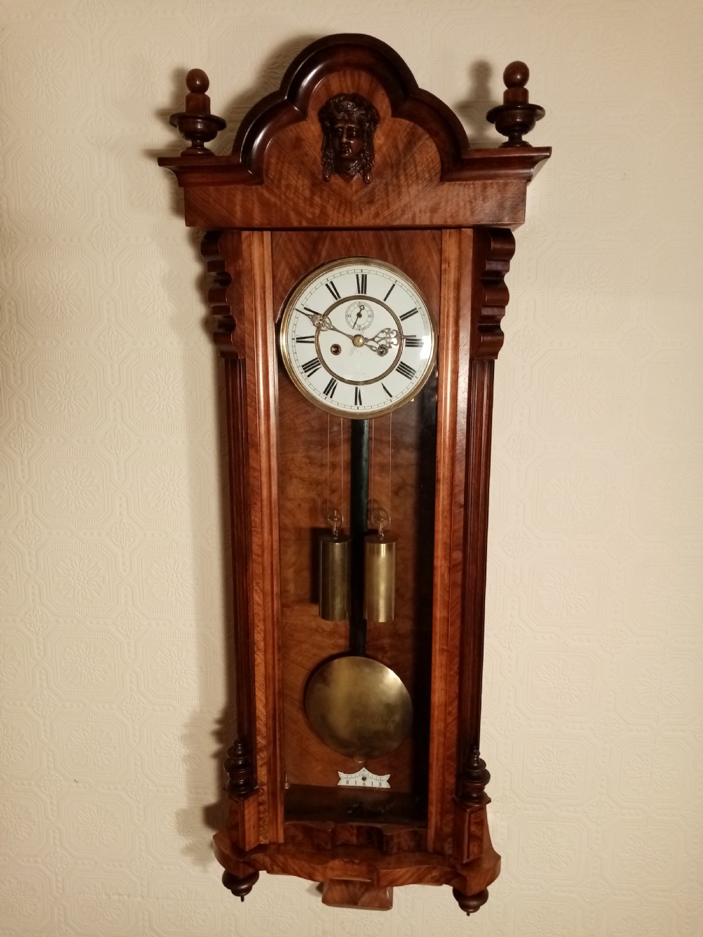 Twin weight Vienna Regulator Wall Clock.