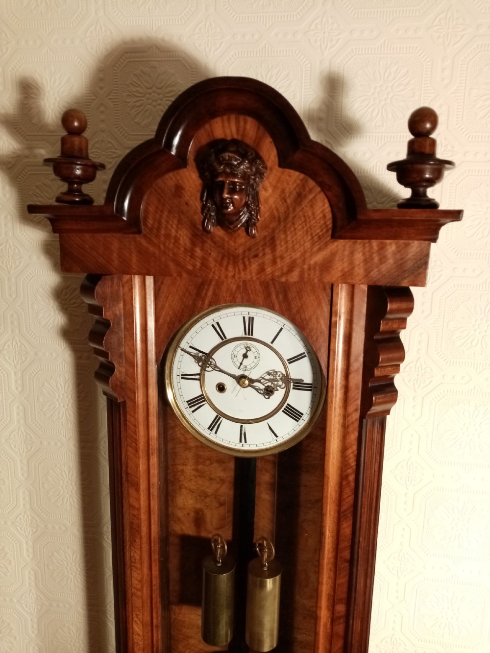 Twin weight Vienna Regulator Wall Clock. View III