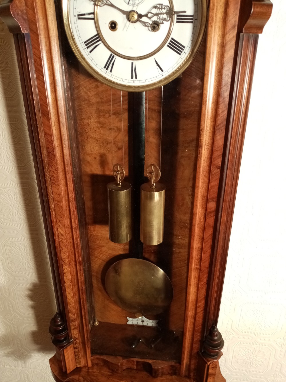 Twin weight Vienna Regulator Wall Clock. View IV
