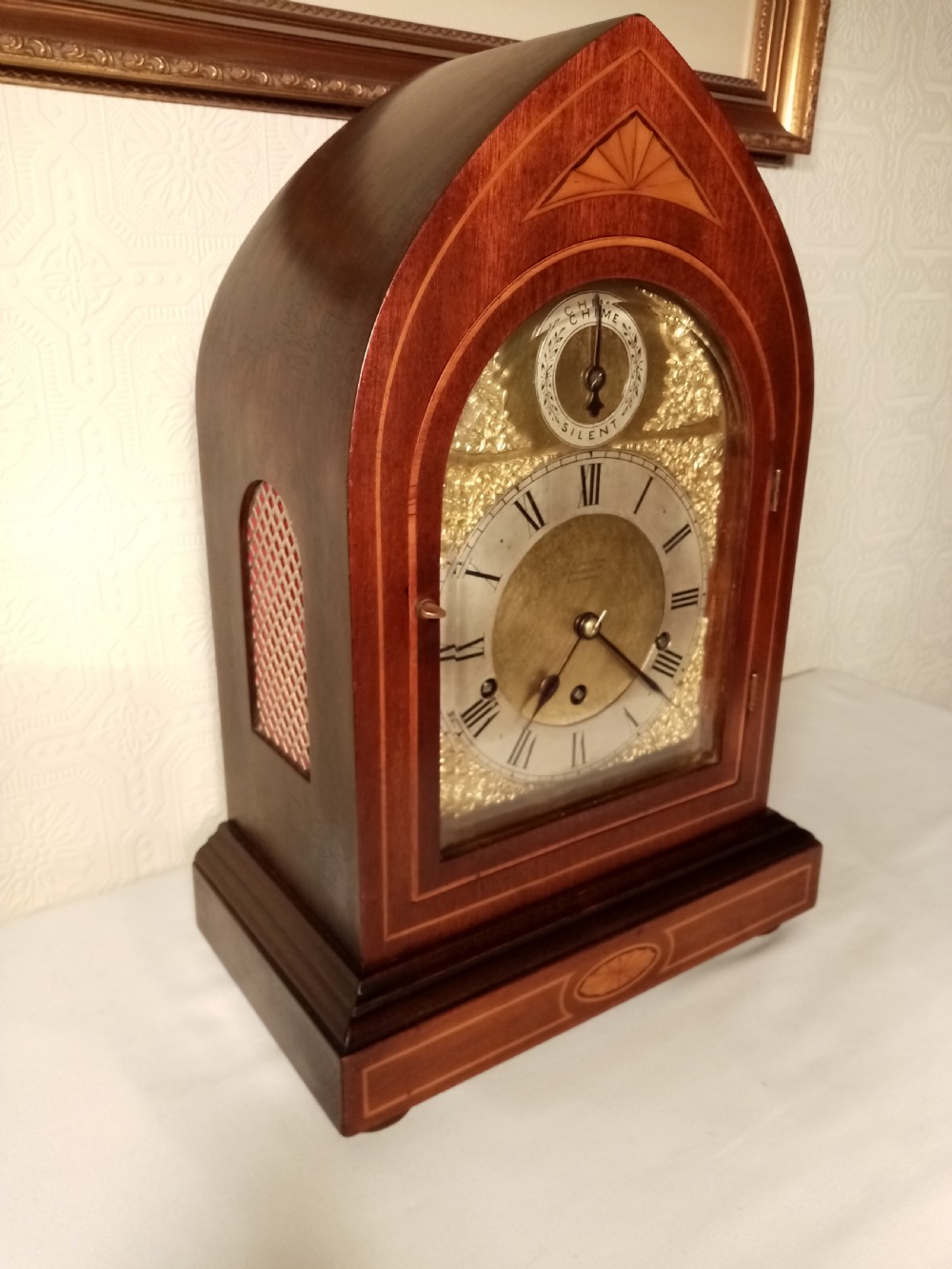 Westminster Chime, Lancet top, Mahogany Bracket/Mantel Clock. View II
