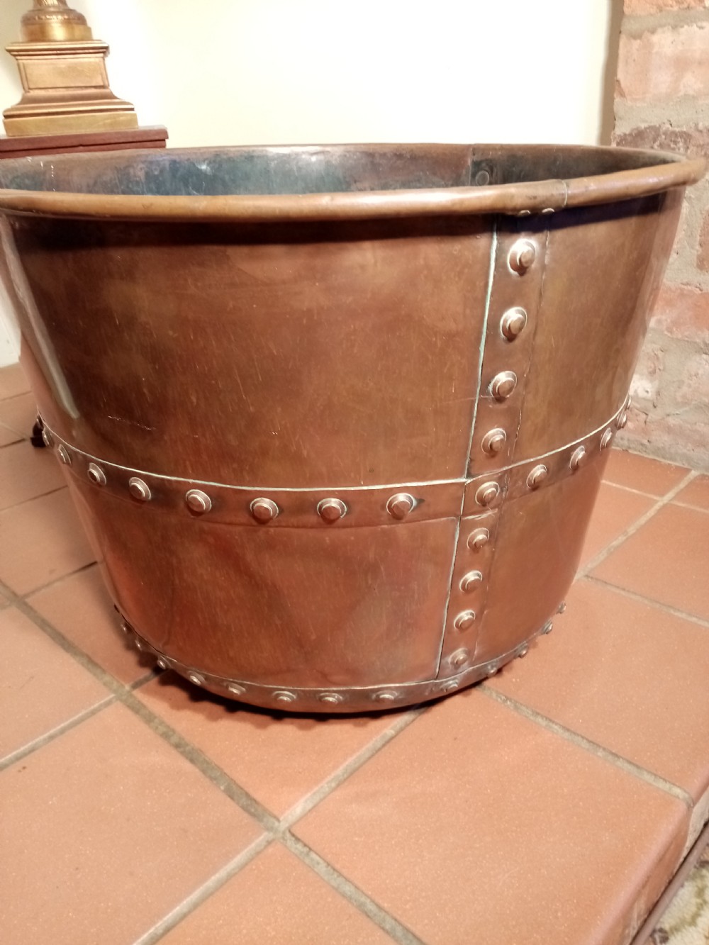 Victorian Copper Riveted  Log Bin/Cauldron