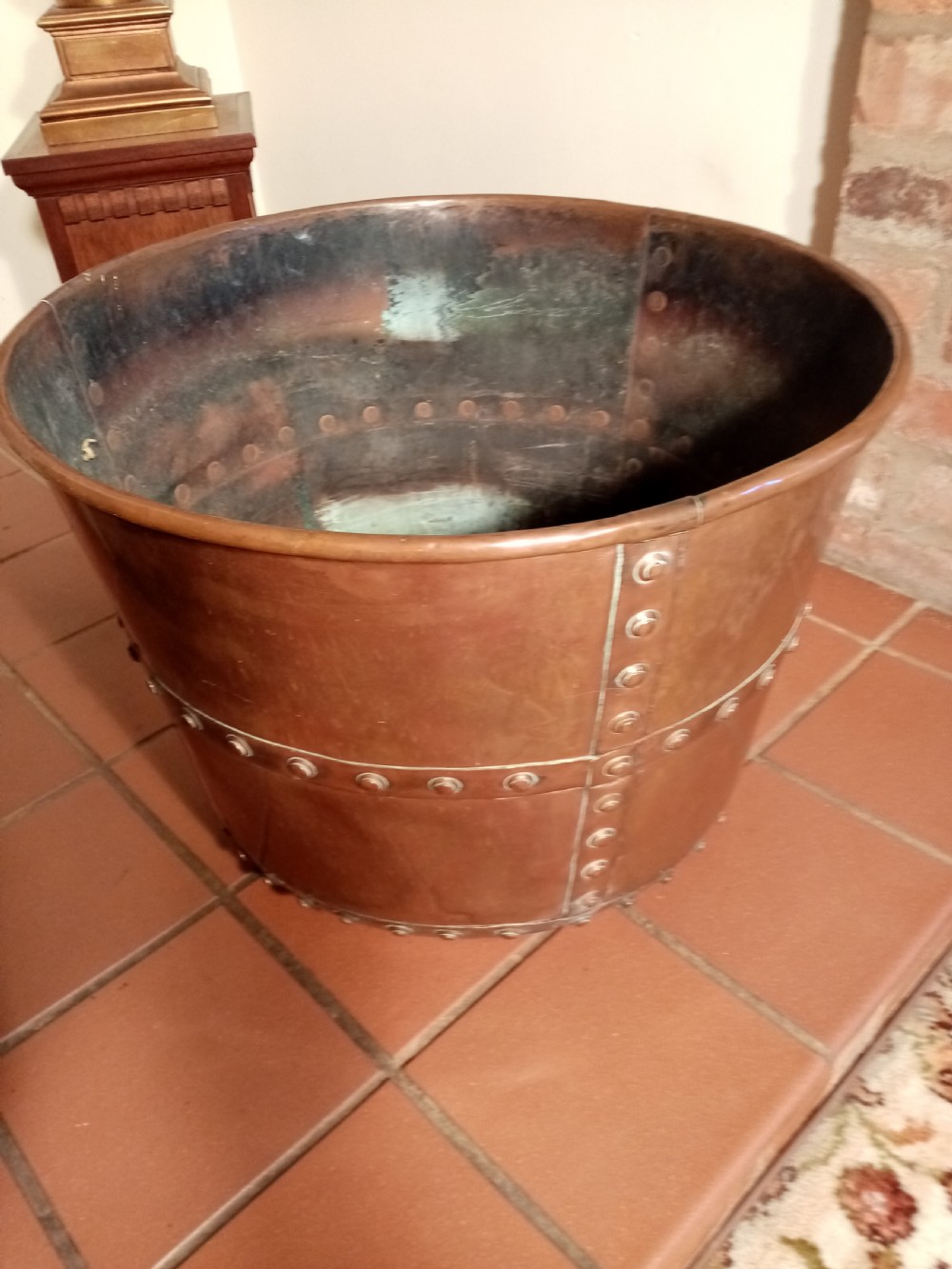 Victorian Copper Riveted  Log Bin/Cauldron View II