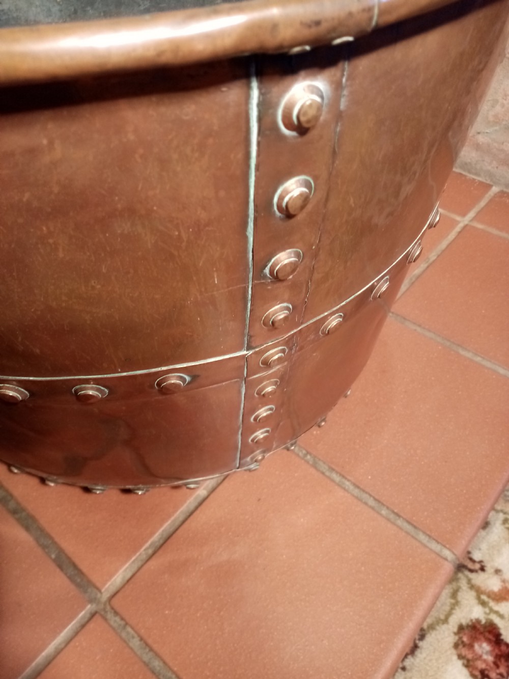 Victorian Copper Riveted  Log Bin/Cauldron View IV