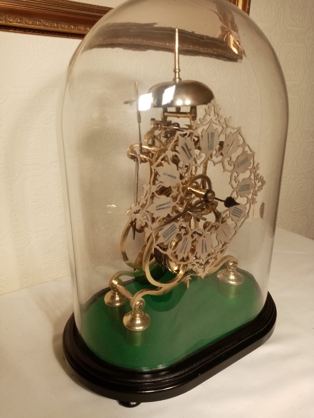 Skeleton Clock with Original Glass Dome View II