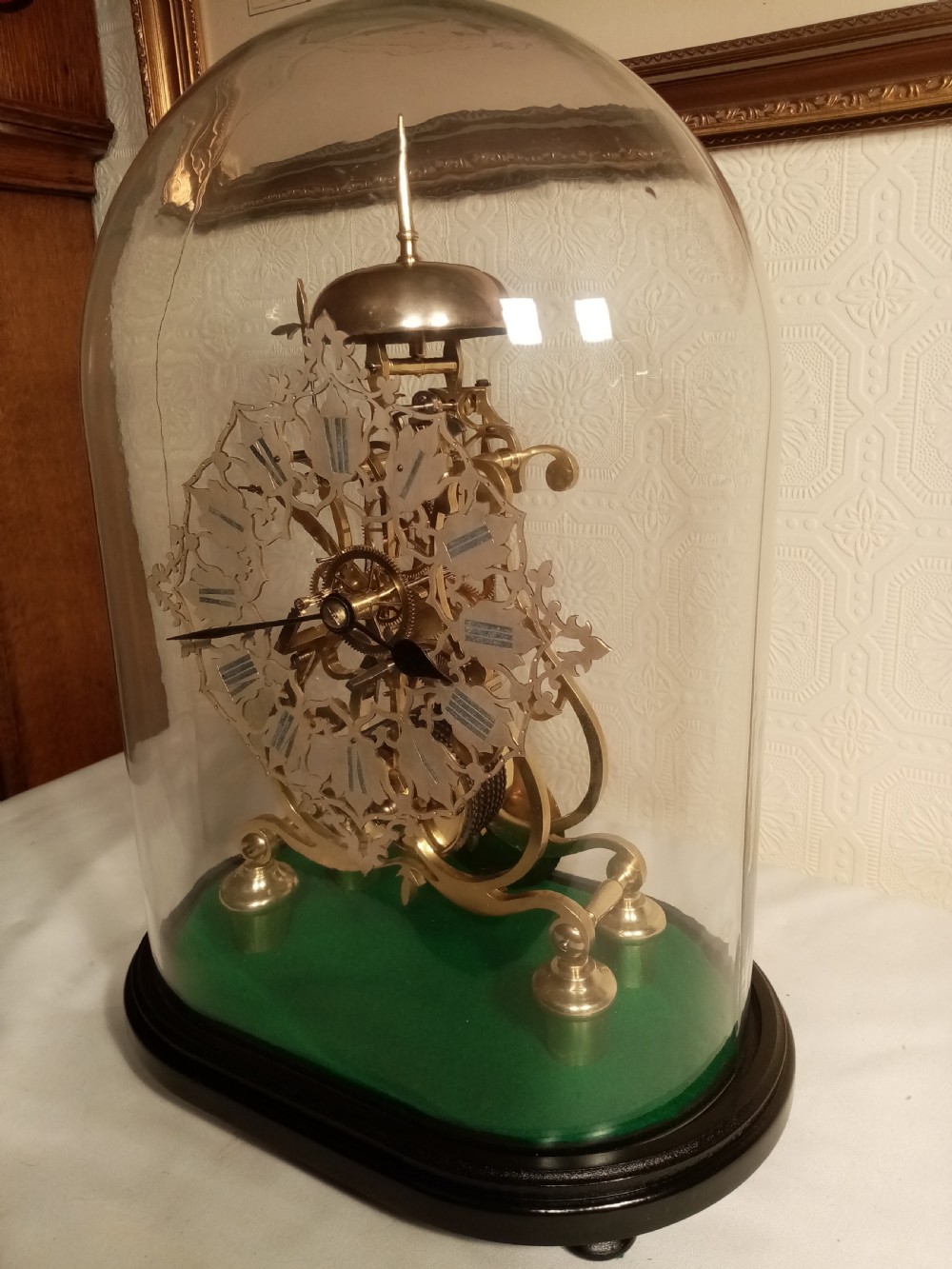 Skeleton Clock with Original Glass Dome View III
