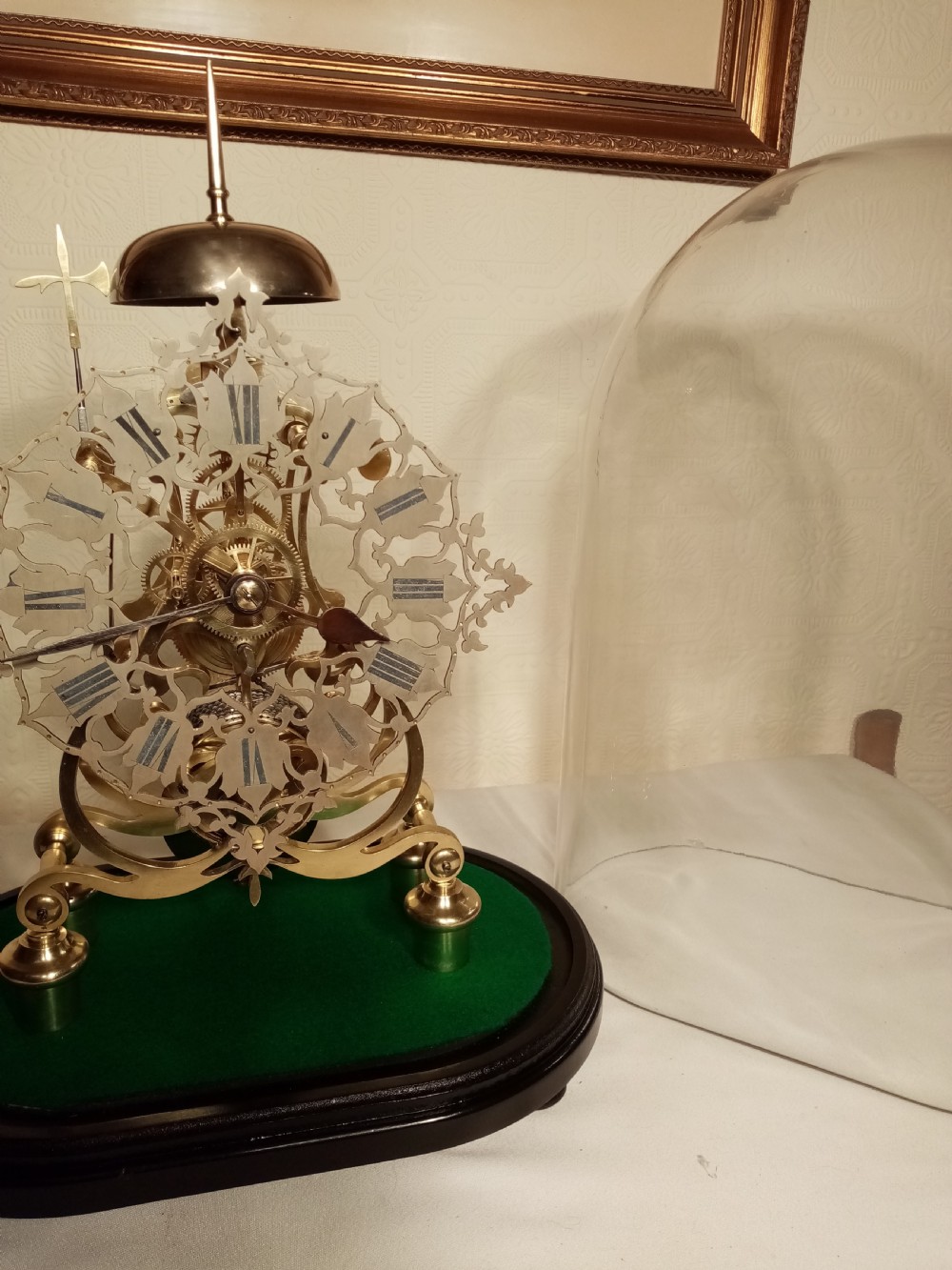 Skeleton Clock with Original Glass Dome View IV