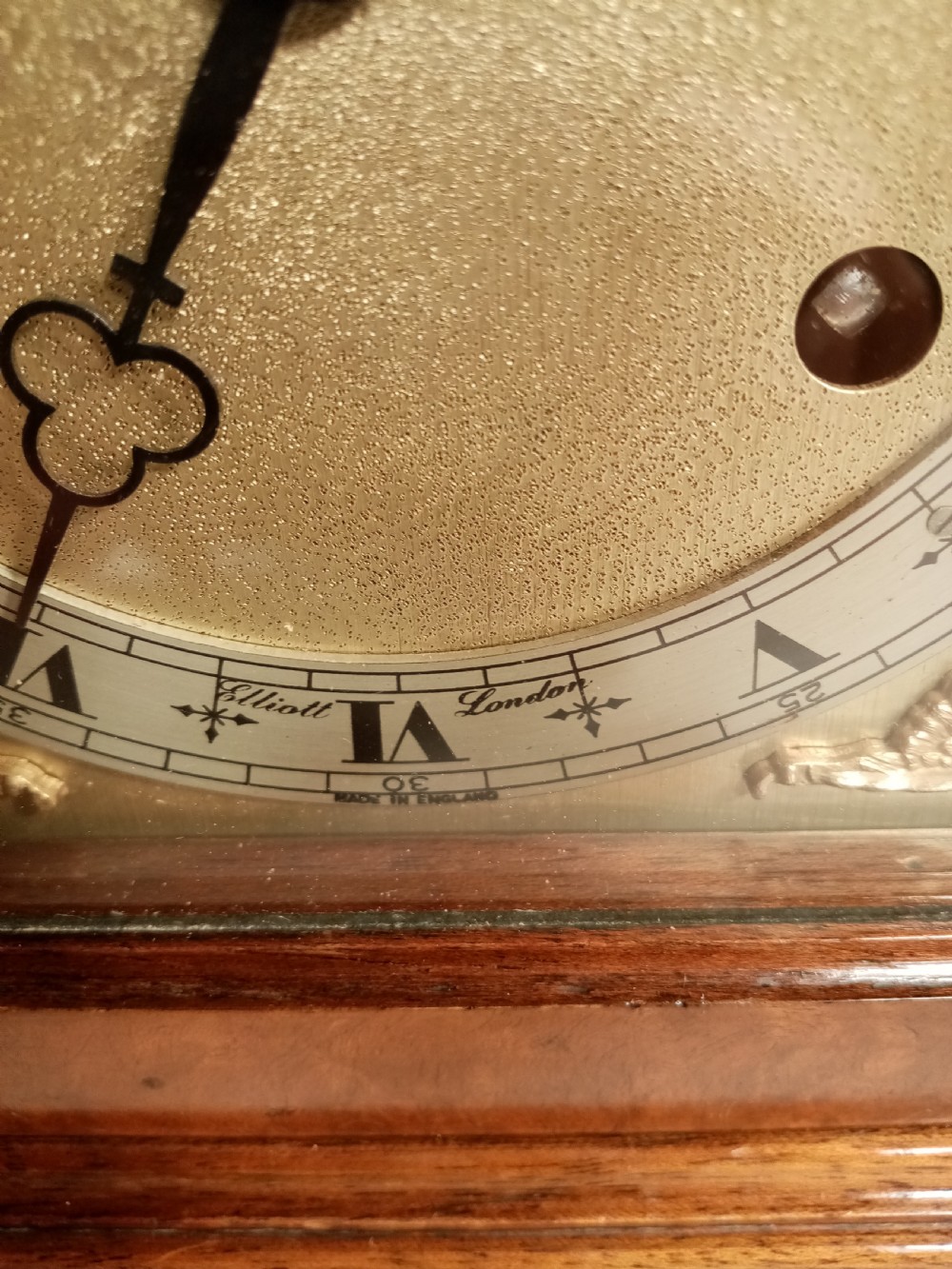 Burr Walnut, Elliott of London, Bracket/ Mantel Clock View V