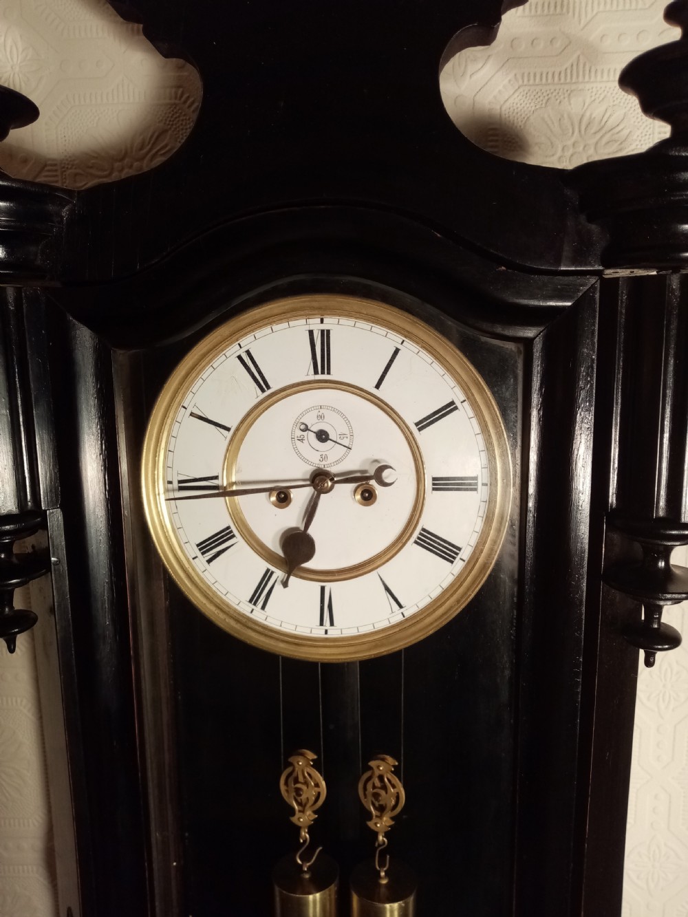 Ebonised Double-weight Vienna Wall Clock by GEBRUDER RESCH. View III