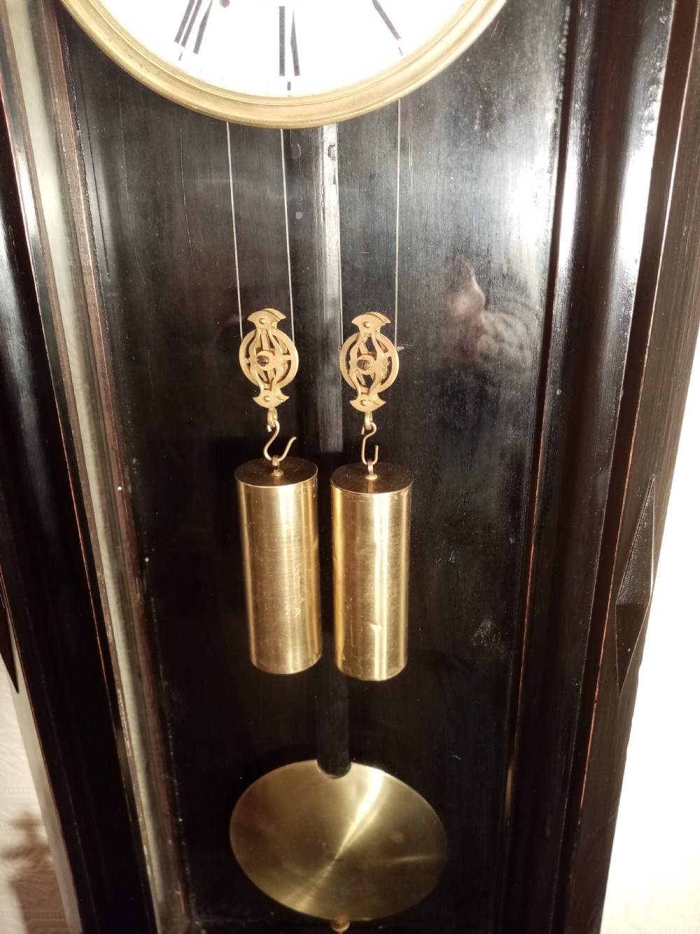 Ebonised Double-weight Vienna Wall Clock by GEBRUDER RESCH. View IV