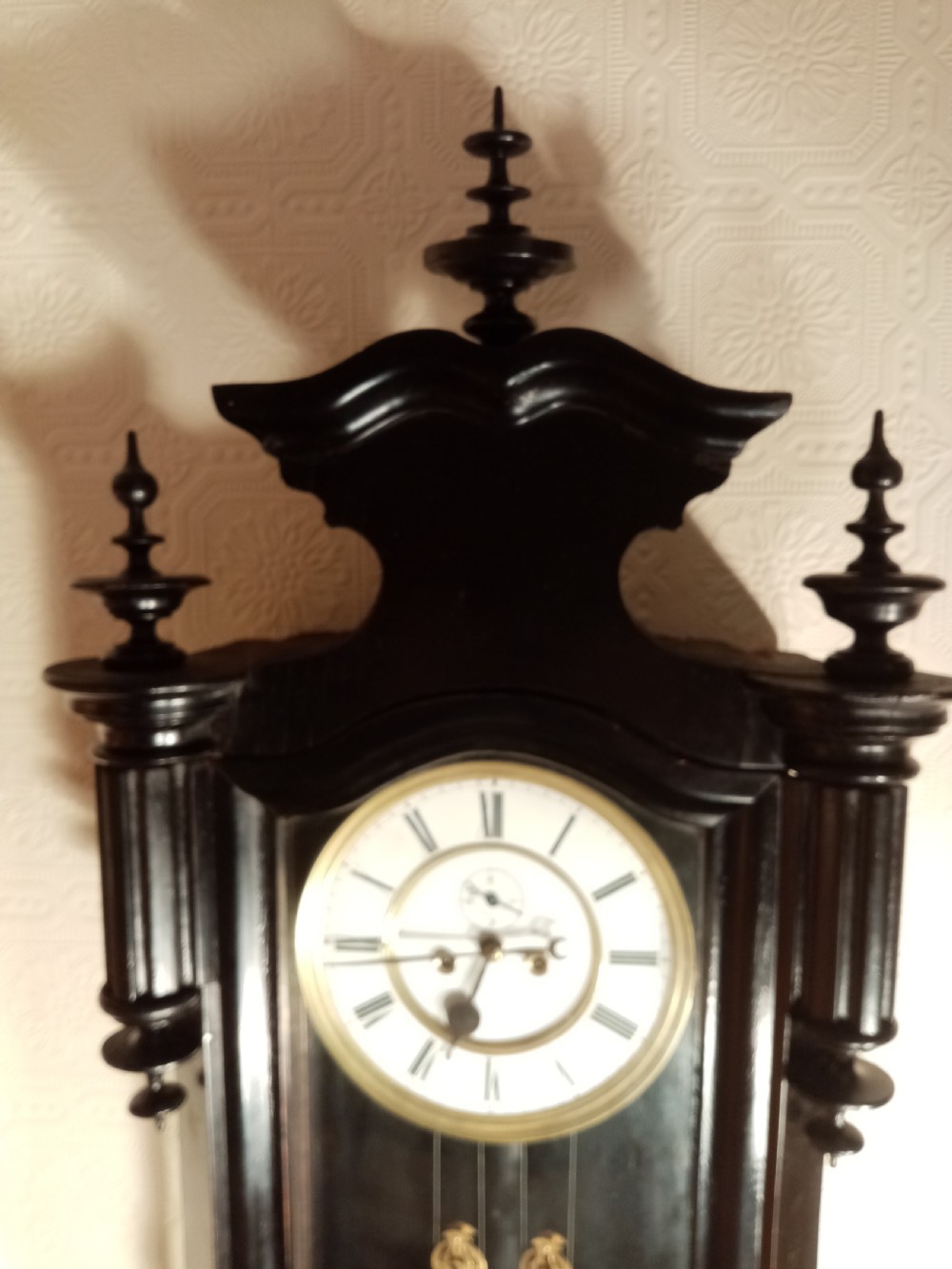 Ebonised Double-weight Vienna Wall Clock by GEBRUDER RESCH. View VII