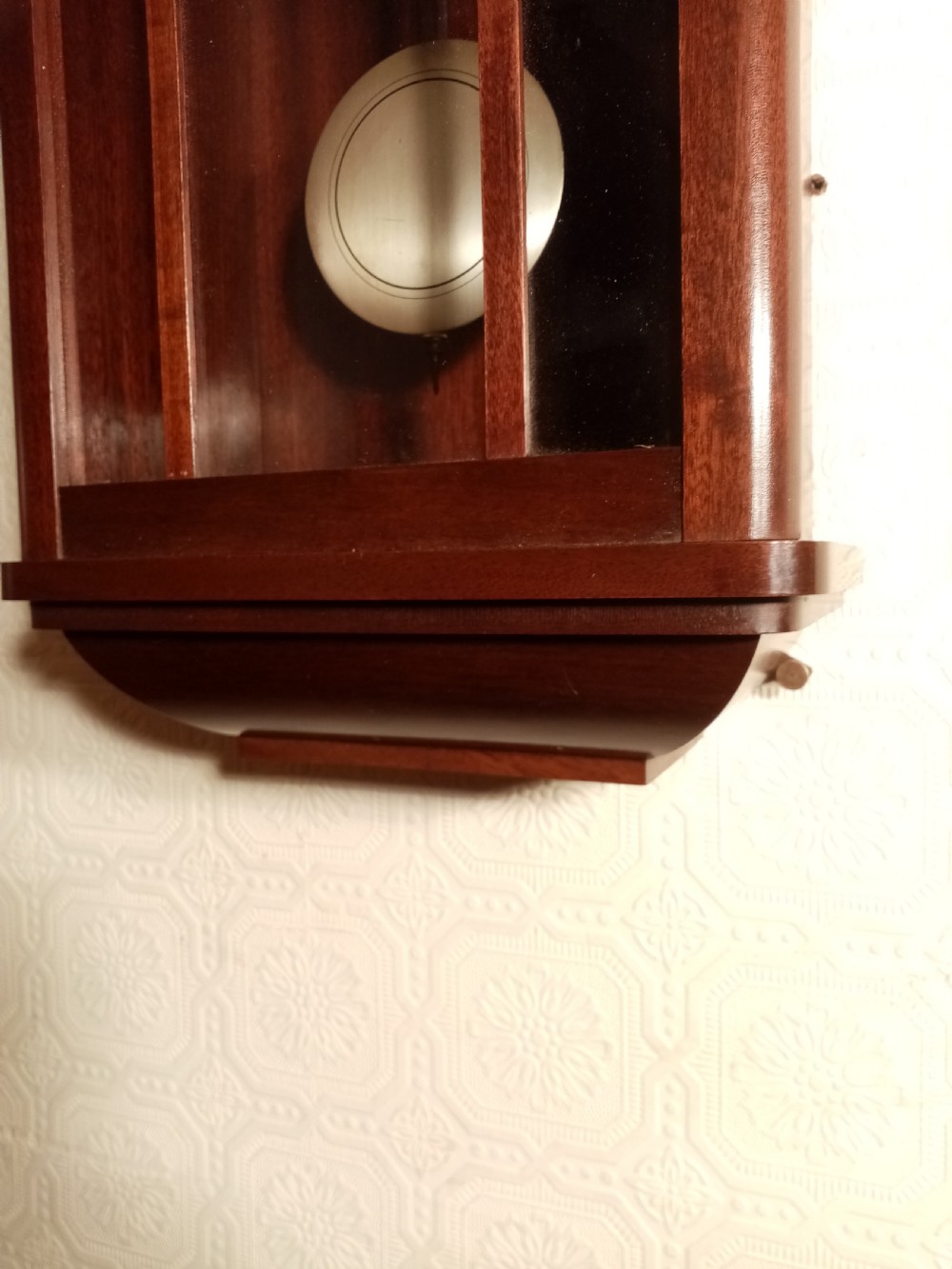 Arts & Crafts Period Mahogany Wall Clock. View V
