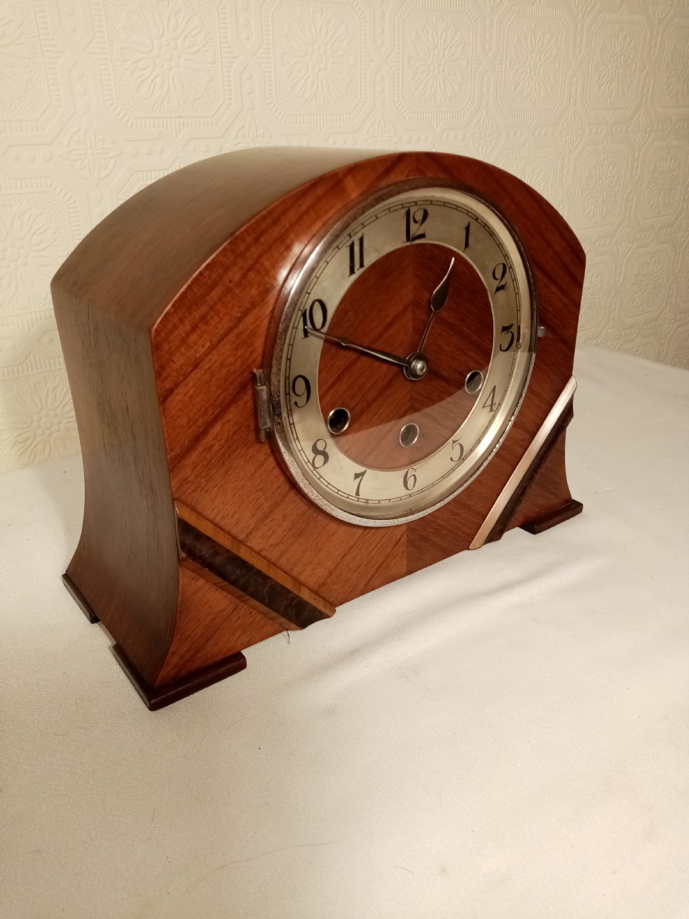 Art-Deco Westminster-Chime Walnut Mantle Clock