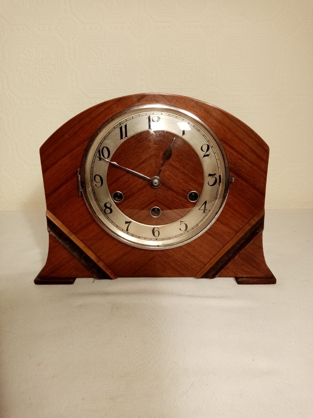 Art-Deco Westminster-Chime Walnut Mantle Clock View III