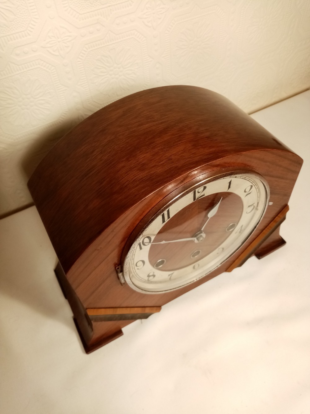 Art-Deco Westminster-Chime Walnut Mantle Clock View VII