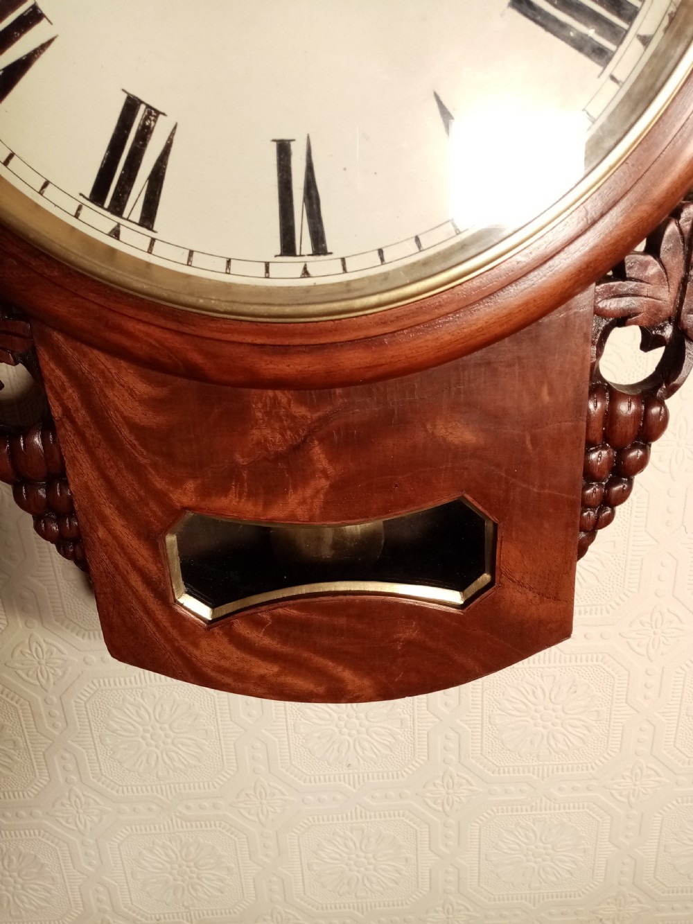 Mahogany Drop-dial Wall Clock. View III