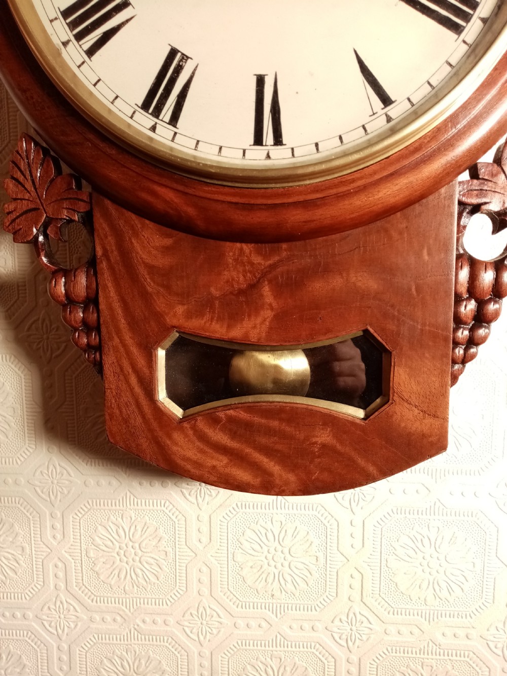 Mahogany Drop-dial Wall Clock. View V