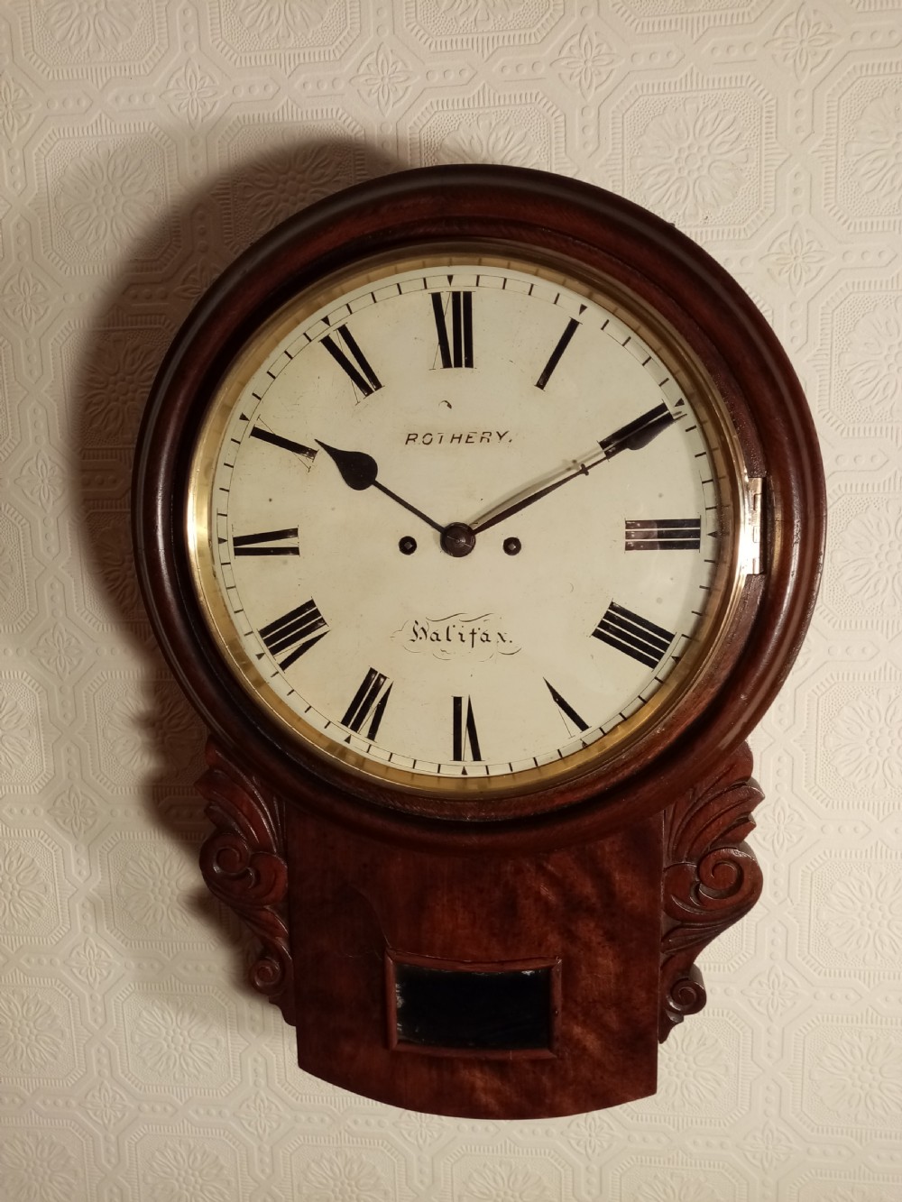 Mahogany, Twin-Fusee, Bell Striking Wall Clock