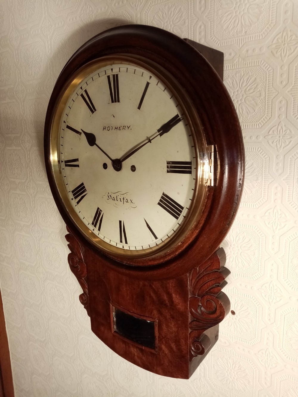 Mahogany, Twin-Fusee, Bell Striking Wall Clock View II