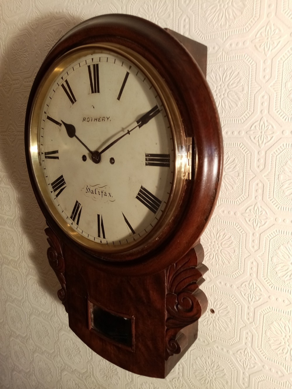 Mahogany, Twin-Fusee, Bell Striking Wall Clock View V