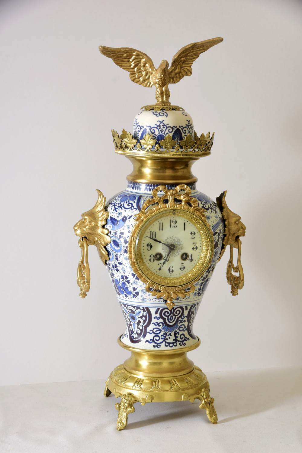 Delft-Ware Vase or Urn, Table Clock
