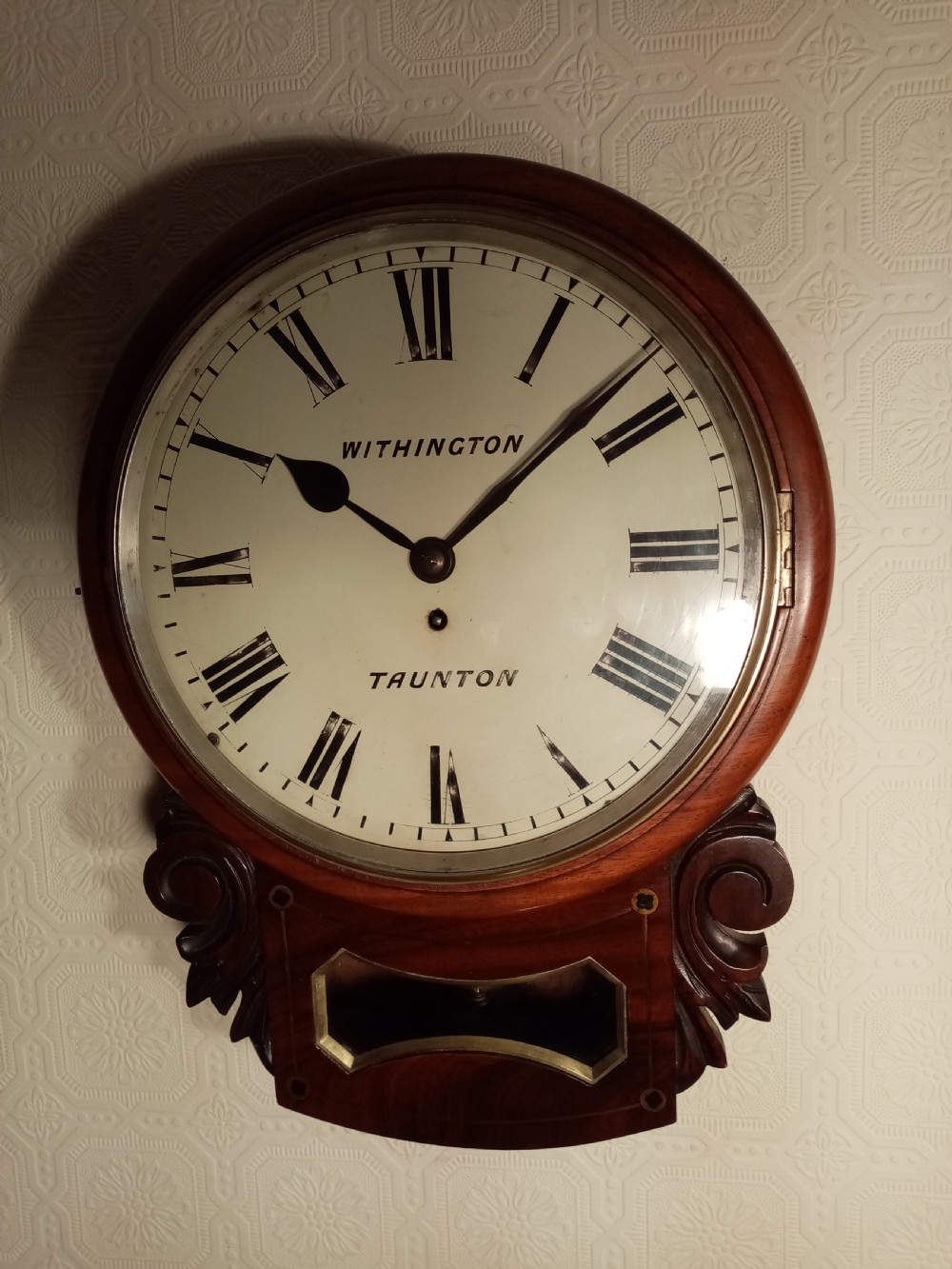 Superb Drop-dial  Wall Clock. WITHINGTON of TAUNTON
