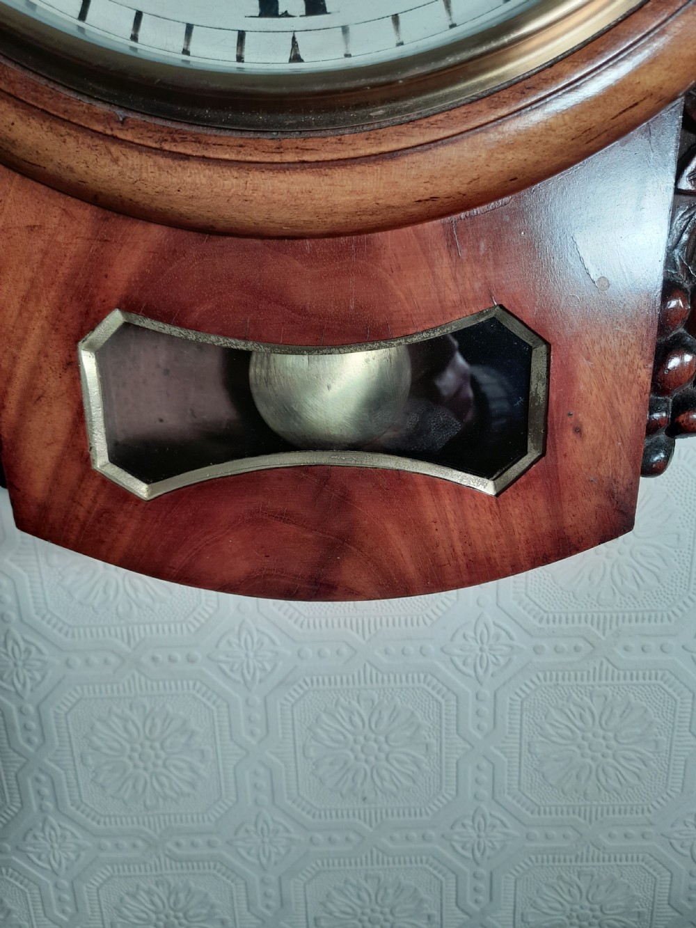 Superb Mahogany, Fusee, Drop-dial Wall Clock. View III