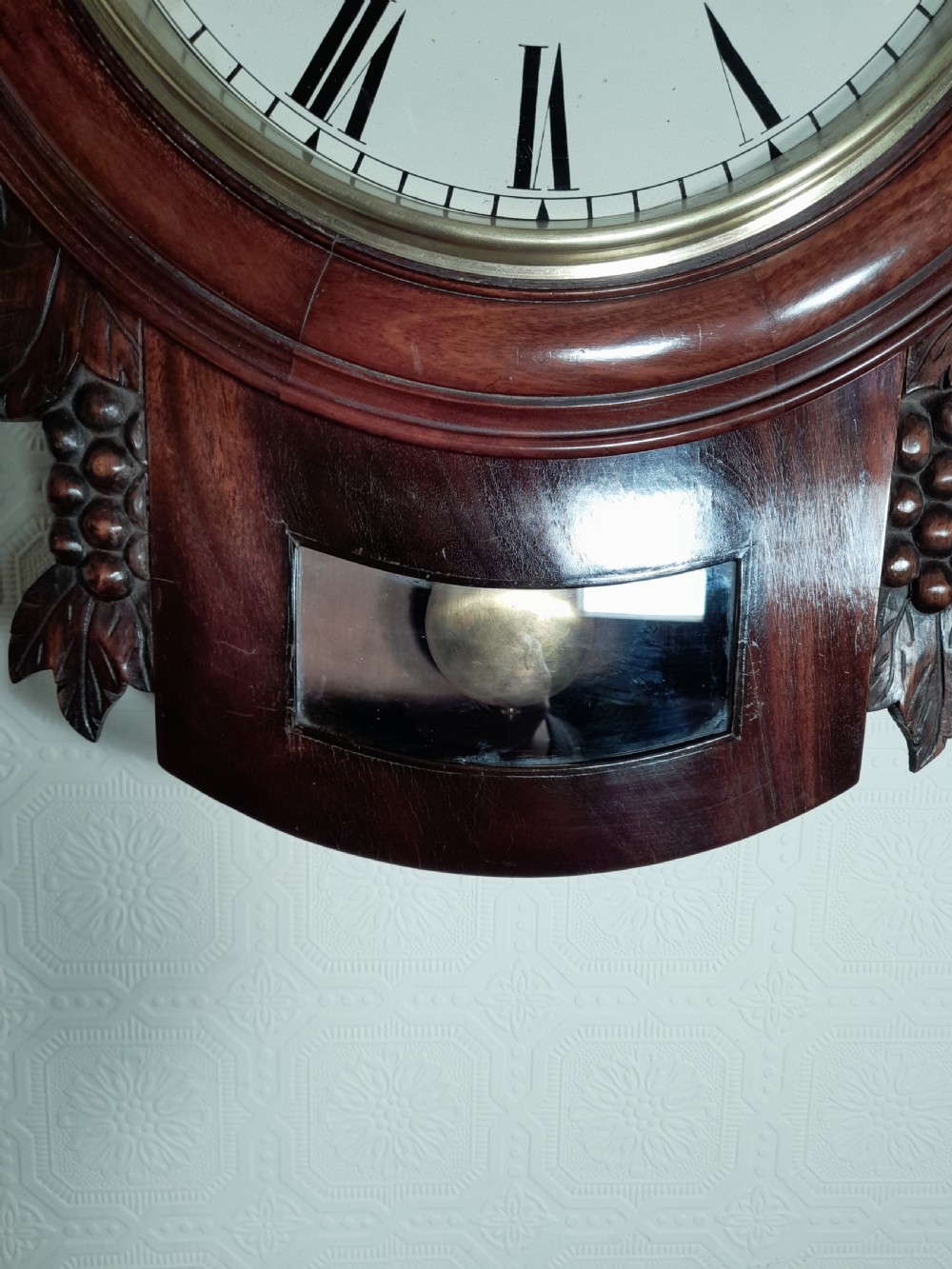 Twin-Fusee, Bell Striking Drop Dial Wall Clock. RUSSELL of LIVERPOOL View VI