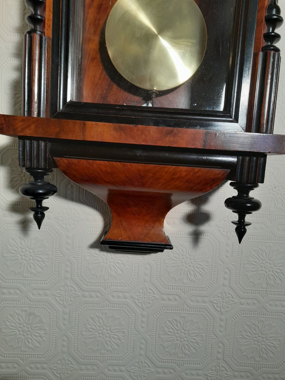 Walnut & Ebonised Slim-line Vienna Wall Clock View IV