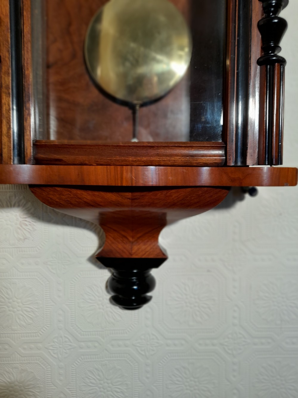 Slim-line, Walnut & Ebony, Double-weight Vienna Wall Clock View IV