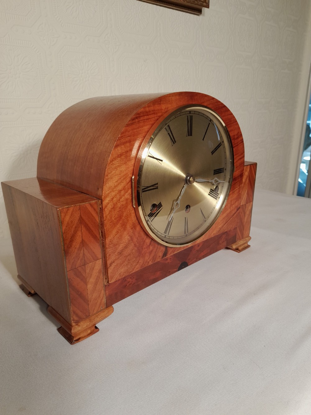 Art-Deco, Walnut, Mantel Clock View V