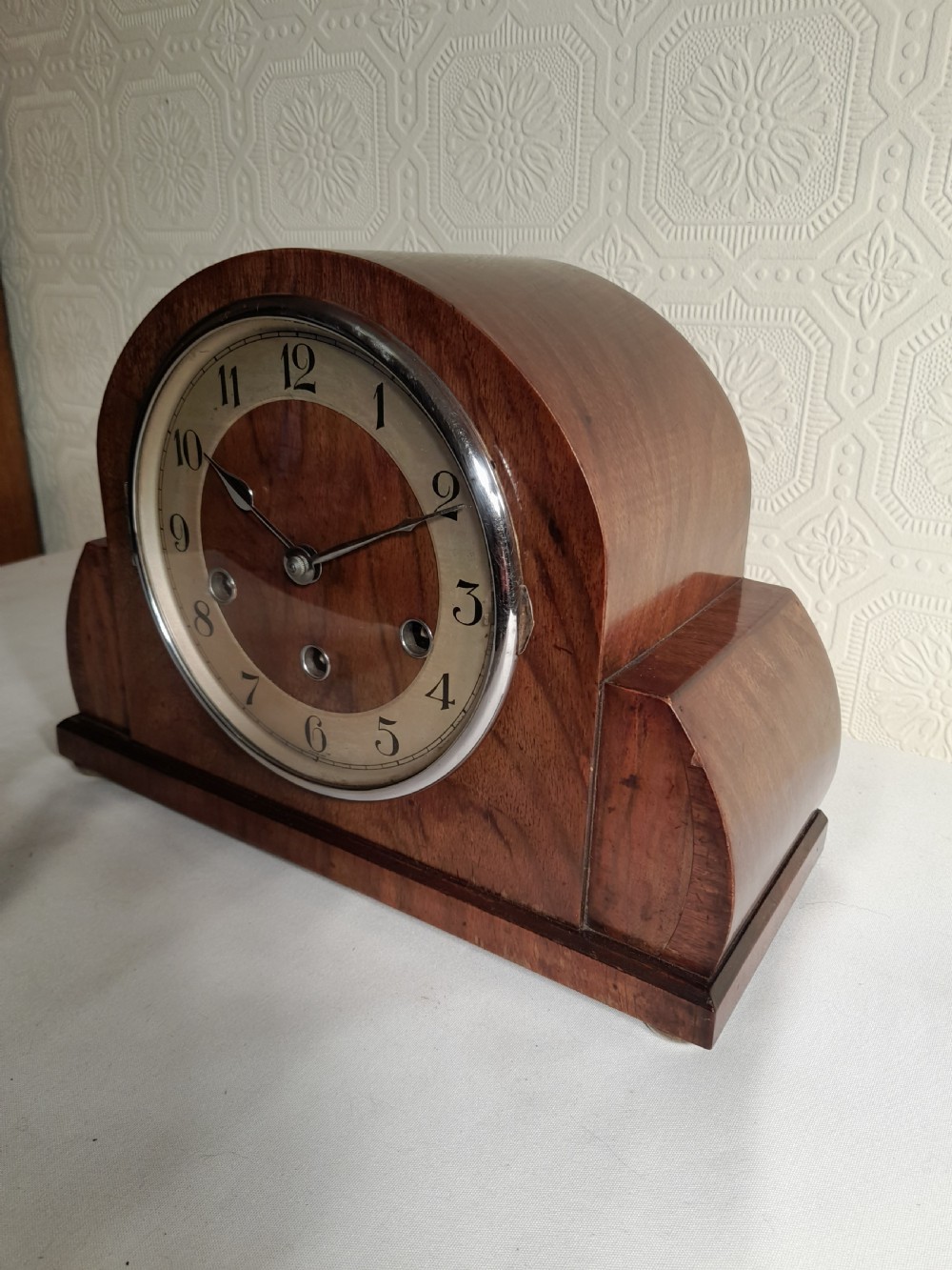 Art-Deco, Walnut, Westminster-Chime Mantel Clock View II