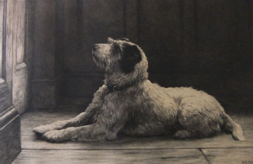 Herbert Dicksee "The Closed Door" Etching Dated 1919