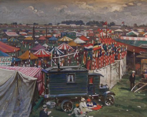 "Derby Day" at Epsom, Gouache Painting by Alfred Egerton Cooper